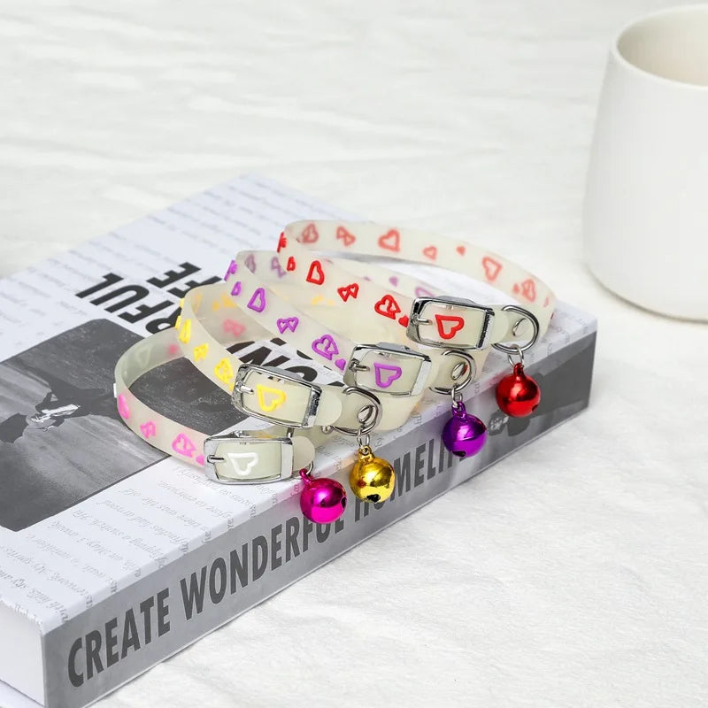 Glowing Dog Cat Collar Anti-Loss Fluorescent Silicone 