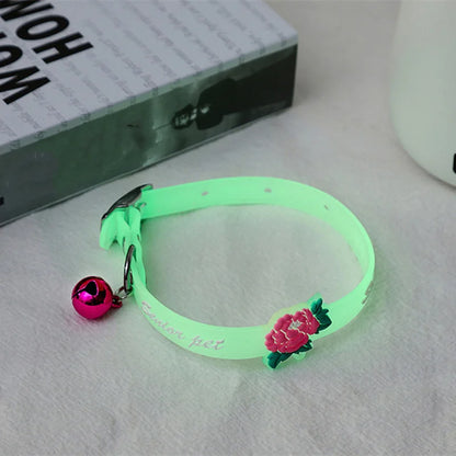 Glowing Dog Cat Collar Anti-Loss Fluorescent Silicone 