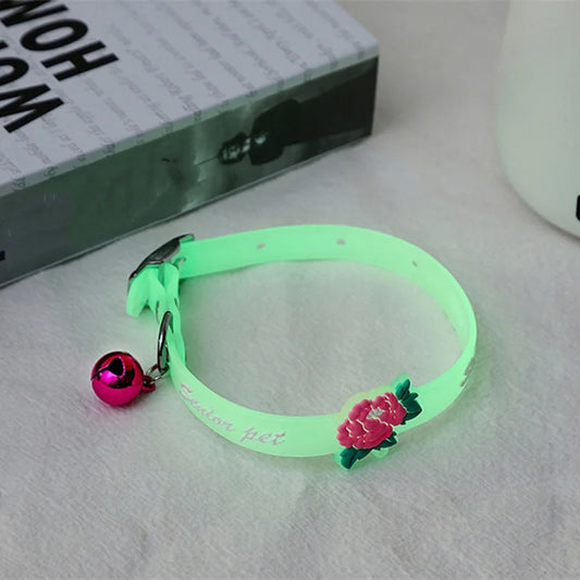 Glowing Dog Cat Collar Anti-Loss Fluorescent Silicone 