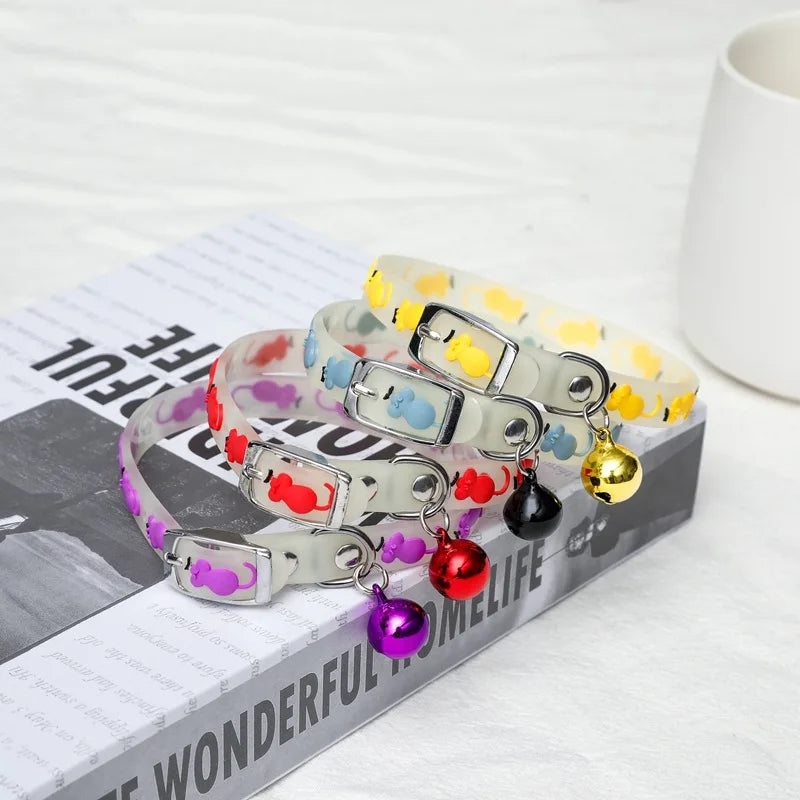 Glowing Dog Cat Collar Anti-Loss Fluorescent Silicone 