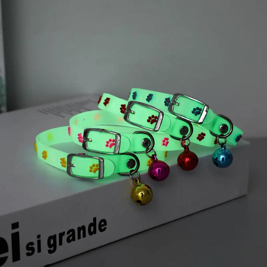 Glowing Dog Cat Collar Anti-Loss Fluorescent Silicone 